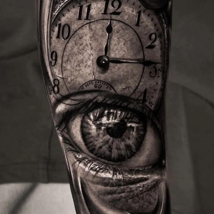 Tatuaje realista — reloj surrealista por Thian